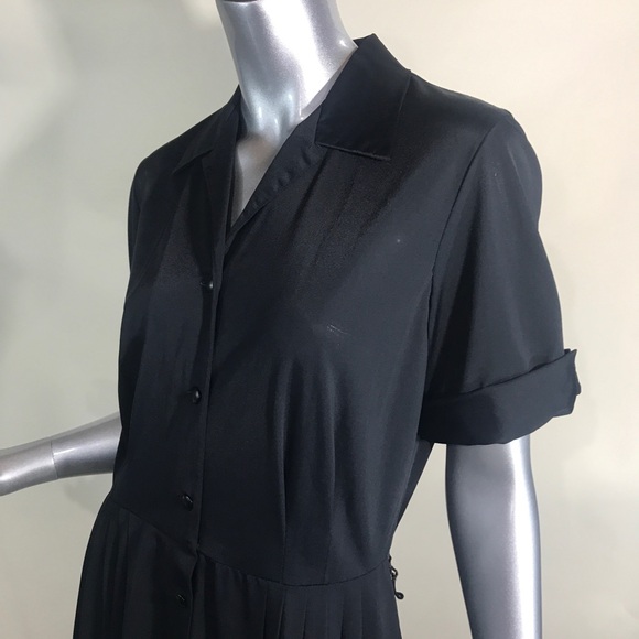 Vtg 40s/50s CasualMaker by Sy Frankel Black Fit N Flare Day Dress S / M - Picture 8 of 16